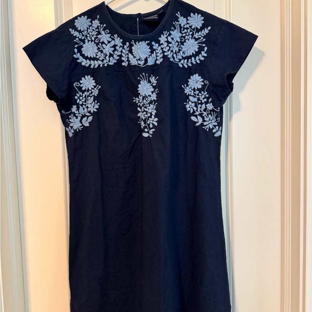 Navy Blue Embroidered sheath Dress
